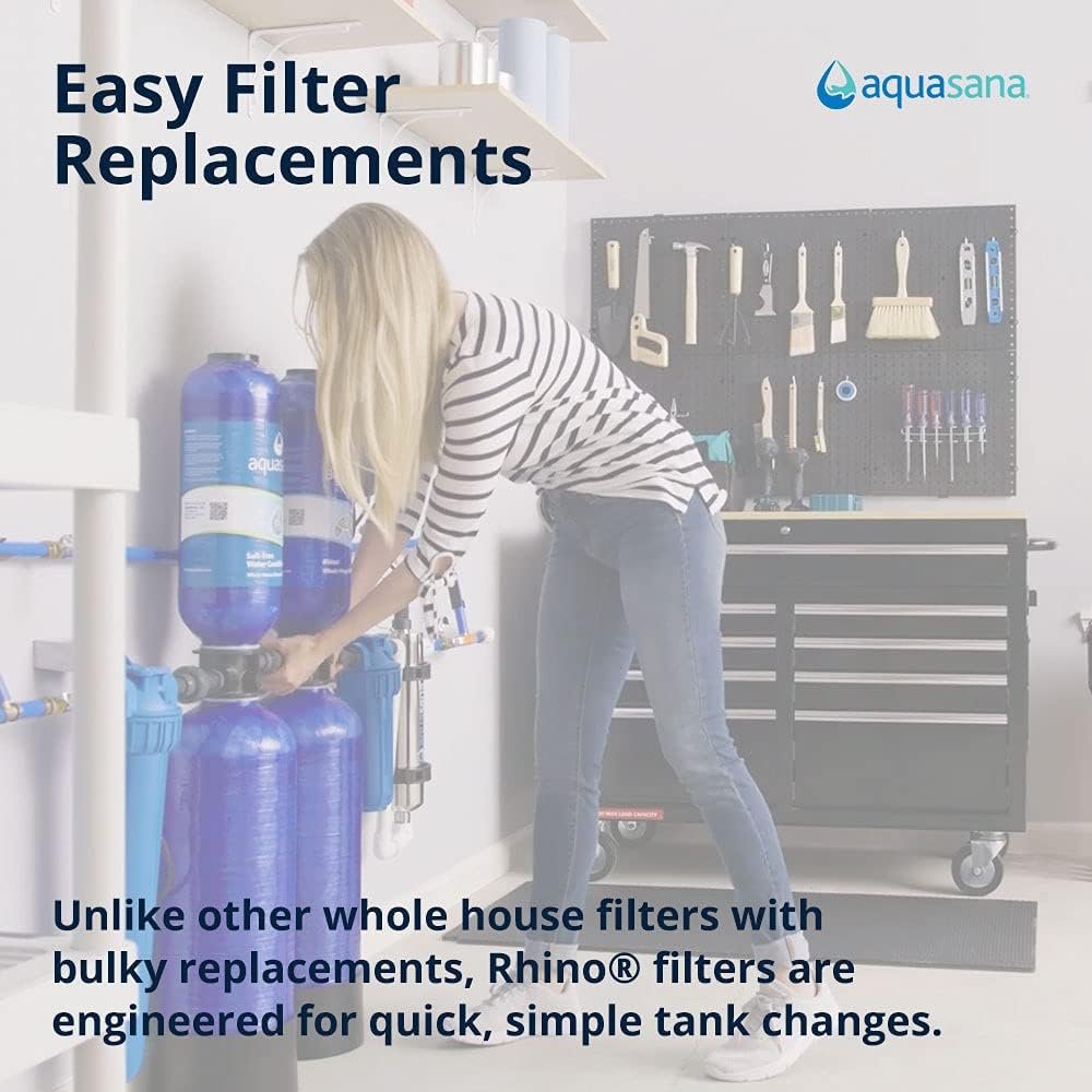 Aquasana Whole House Well Water Filter System - Water Softener Alternative w/ UV Purifier, Salt-Free Descaler, Carbon  KDF Media - Filters Sediment  97% Of Chlorine - 500,000 Gl- EQ-WELL-UV-PRO-AST