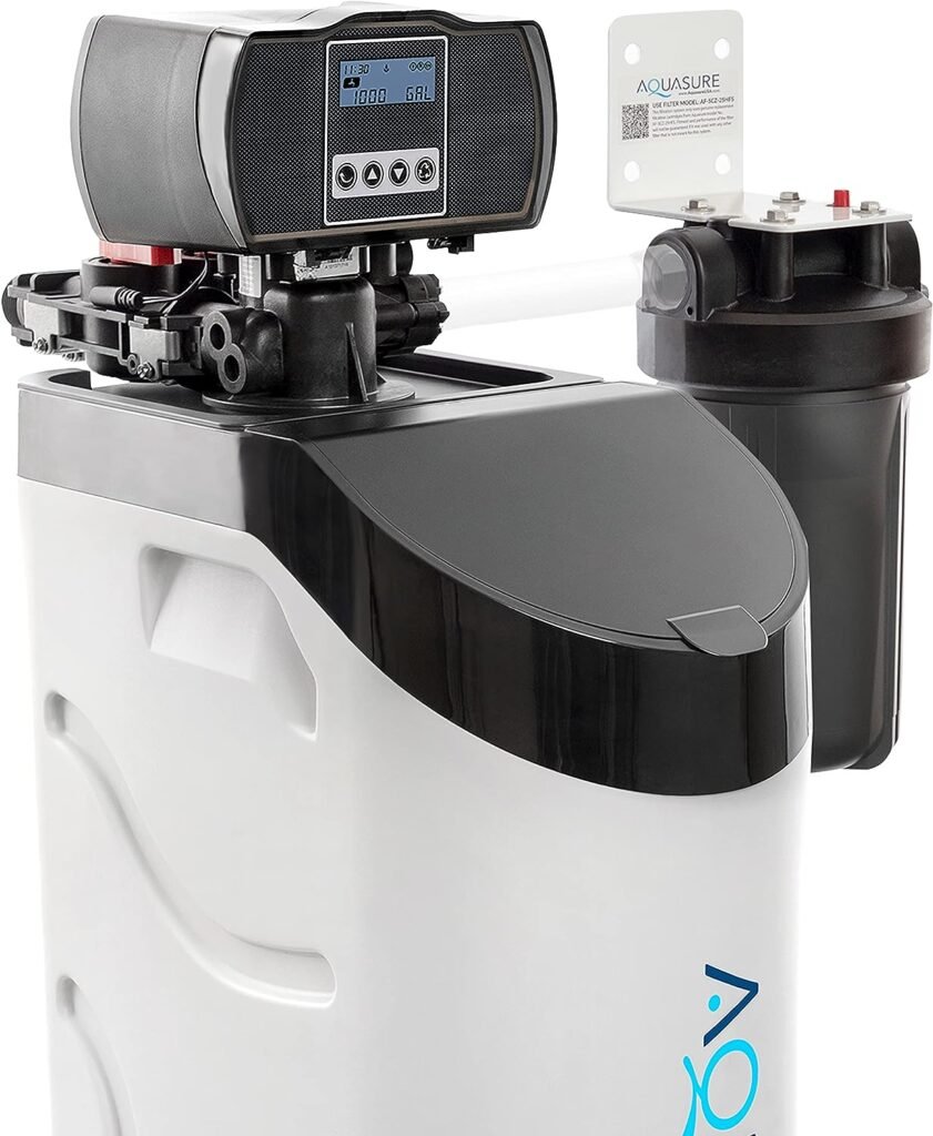 Aquasure Harmony Lite All-in-One Water Softener w/Triple Purpose Pre-Filter, 34,000 Grain, Low Maintenance, Water Saving Technology, 5-Year Warranty, US-Tech Support, Iron Reducing Fine Mesh Resin