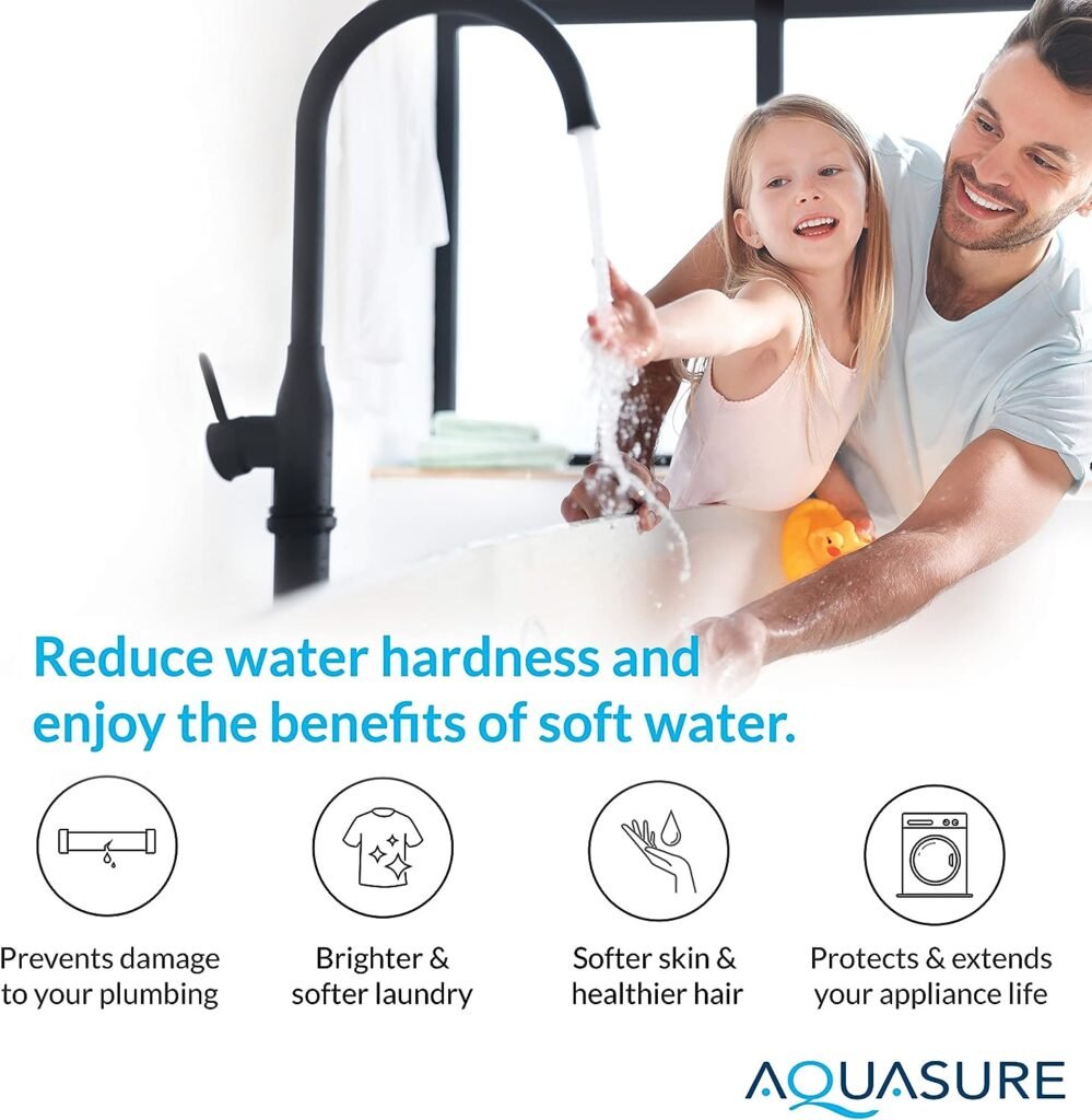 Aquasure Harmony Lite All-in-One Water Softener w/Triple Purpose Pre-Filter, 34,000 Grain, Low Maintenance, Water Saving Technology, 5-Year Warranty, US-Tech Support, Iron Reducing Fine Mesh Resin