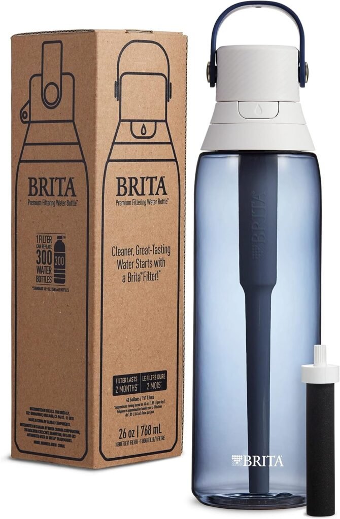 Brita Insulated Filtered Water Bottle with Straw, Reusable, BPA Free Plastic, Night Sky, 26 Ounce