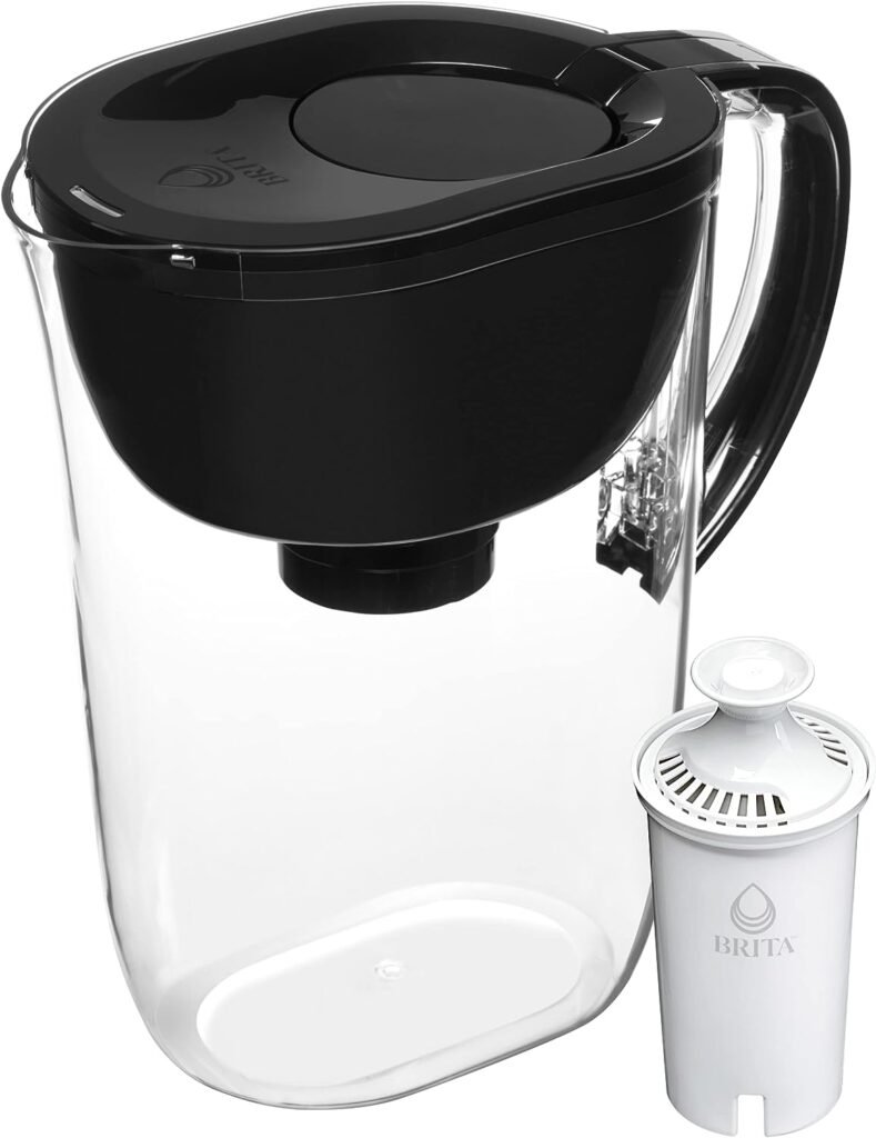 Brita Large Water Filter Pitcher for Tap and Drinking Water with SmartLight Filter Change Indicator + 1 Standard Filter, Lasts 2 Months, 10-Cup Capacity, Black