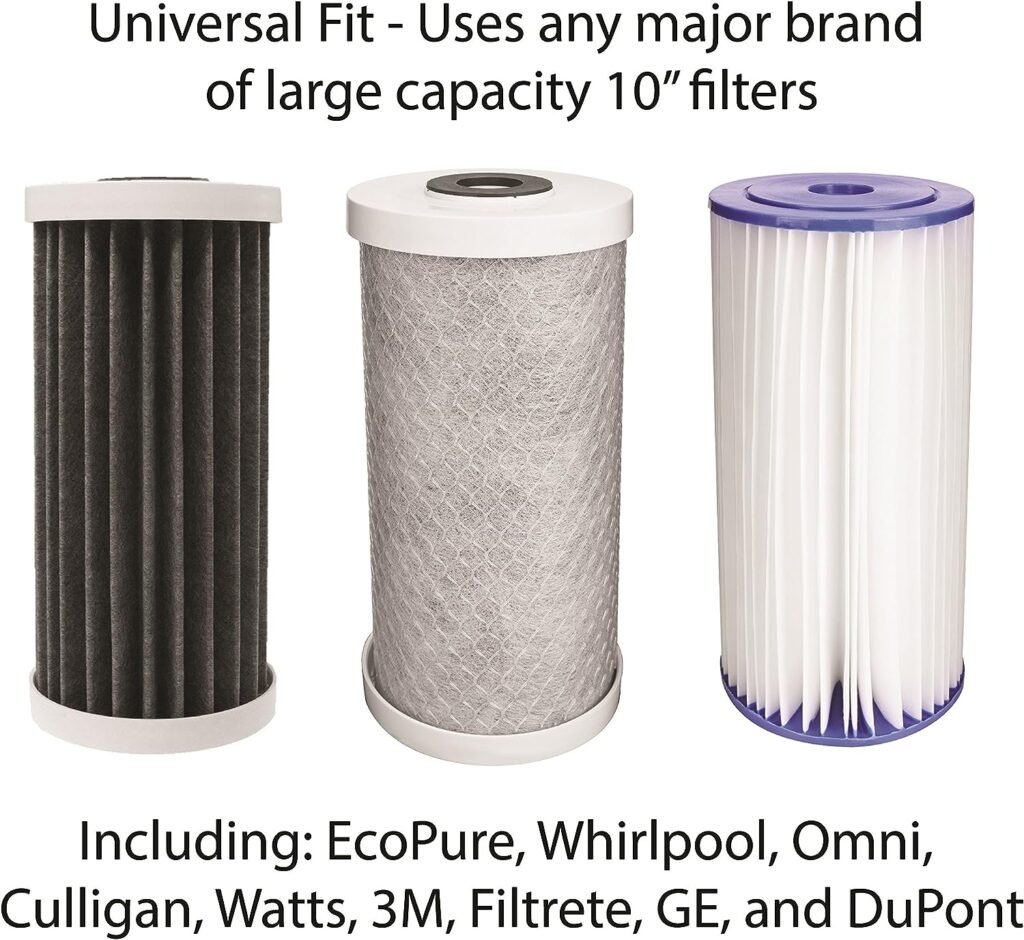 EcoPure EPWO4 Universal Large Capacity Whole Water Filter Housing-NSF Certified-Premium Filtration System-Built to Last, White
