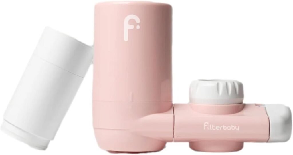 Filterbaby Faucet-Mounted Water Filter for Skin Care - Hydrate  Brighten Skin While it Cleans - Targets Chlorine, Heavy Metals, Impurities - Fits Most Standard US Faucets - Three Settings - Pink