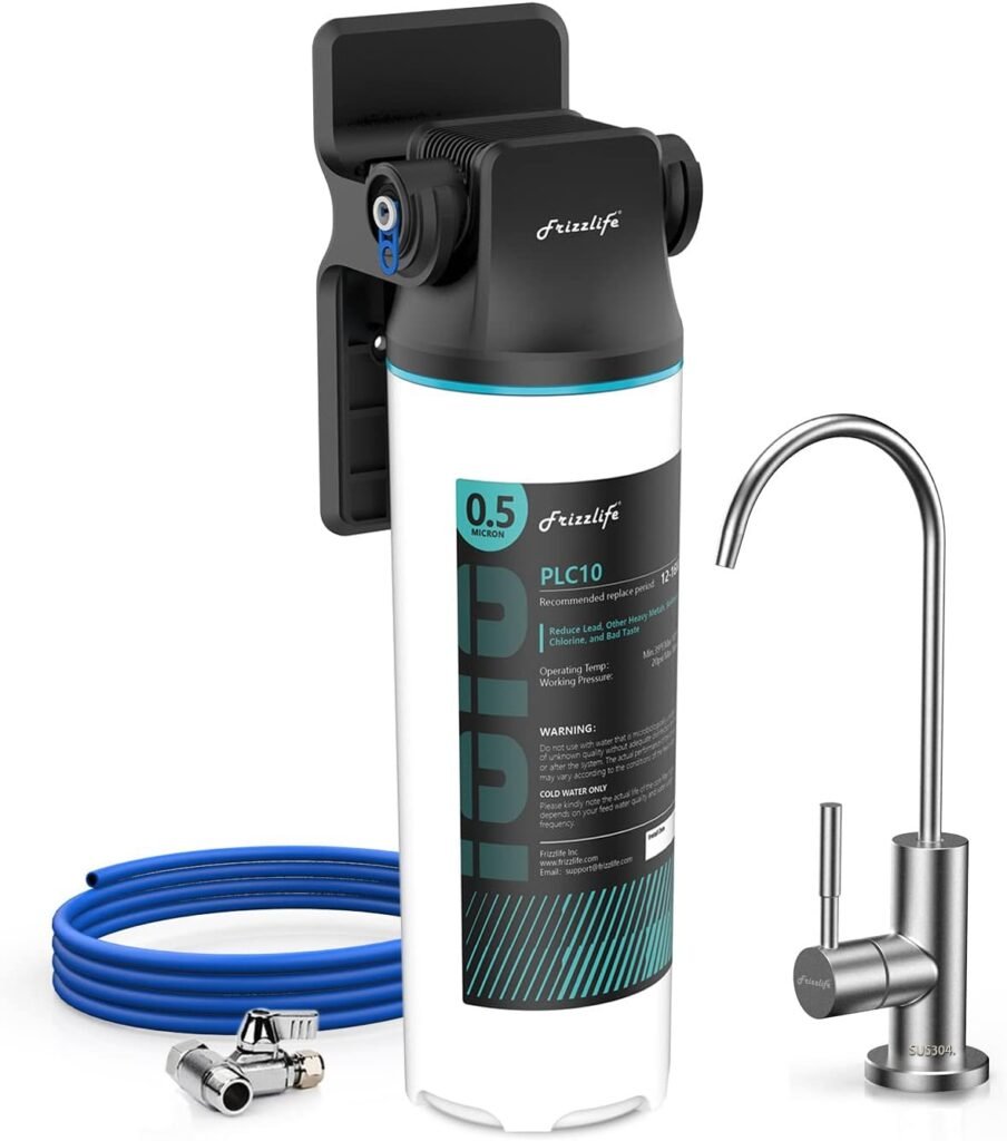 Frizzlife SW10F Under Sink Water Filter System with Brushed Nickel Faucet, NSF/ANSI 5342 Certified, Reduces 99.99% Lead, Chlorine, Bad Taste  Odor, 8K Gallons High Capacity, 0.5 Micron, USA Tech