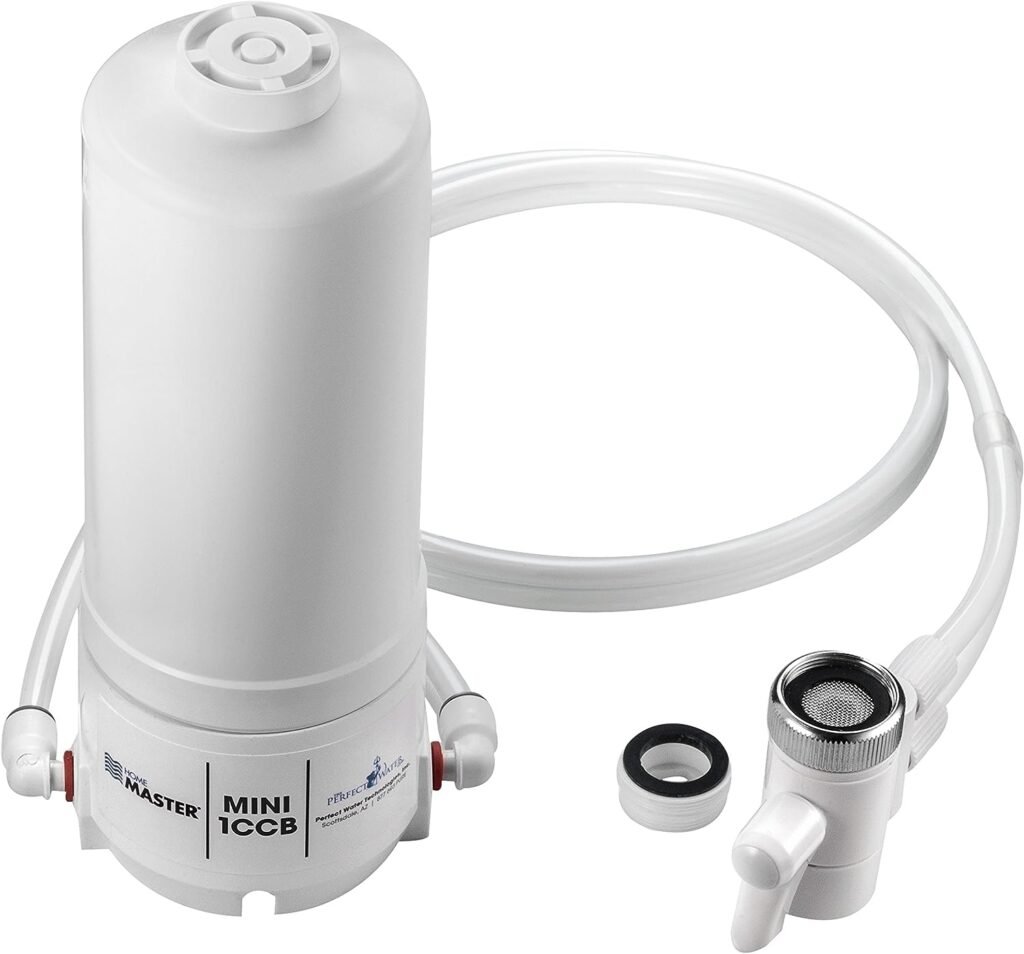 Home Master HM-MINI-1CCB Countertop Faucet Filter, 1500 Gallons Replaceable Filter, 1-Micron Absolute, Powerful Catalytic Carbon, Removes Chloramines, Chlorine, Chemicals, VOCs  More, Made in USA