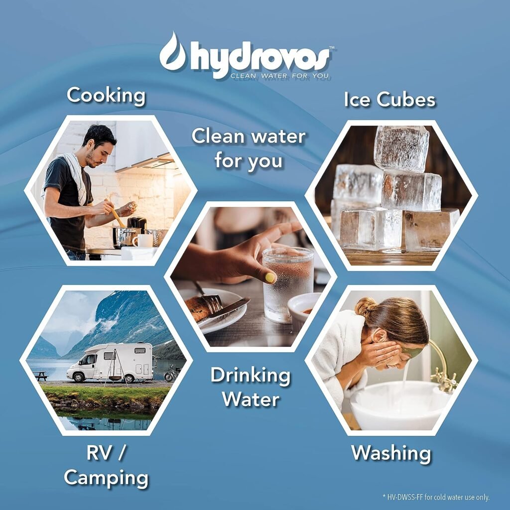 HYDROVOS Standard Under Sink Water Filter System, NSF and IAPMO Certified Reduces Lead, Cysts and Chlorine Taste  Odor, 2 GPM Fast Flow, Use as Sink Filter Under Counter in Kitchen, Bathroom, RV