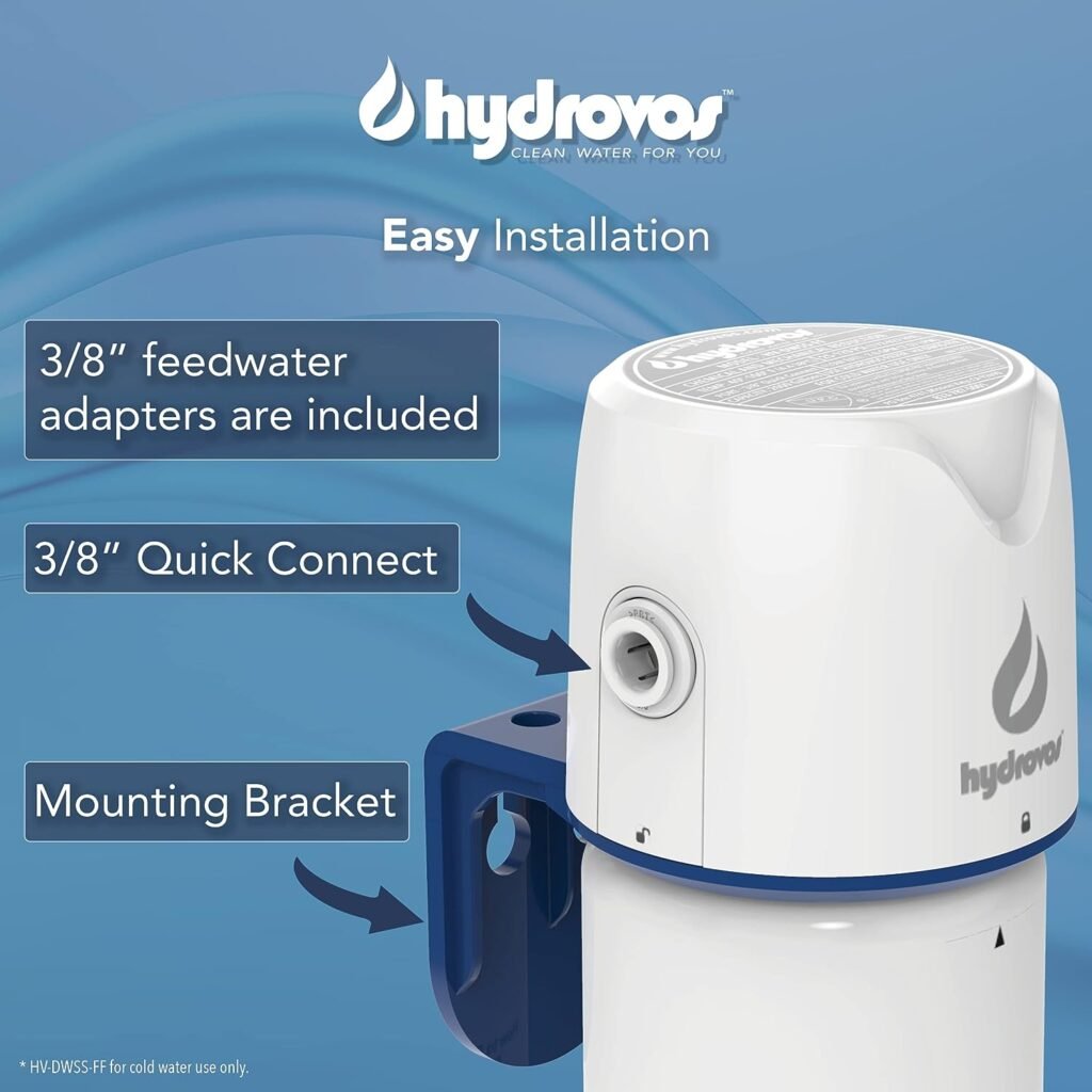 HYDROVOS Standard Under Sink Water Filter System, NSF and IAPMO Certified Reduces Lead, Cysts and Chlorine Taste  Odor, 2 GPM Fast Flow, Use as Sink Filter Under Counter in Kitchen, Bathroom, RV