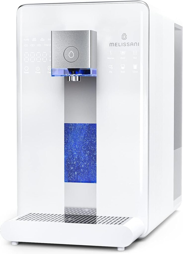 MELISSANI M1 Reverse Osmosis Countertop Water Purifier, Professional Grade 5-Stage RO Filtration, Purified Tap Water, 3-second Hot or Cold, Portable Water Purification System for Home- No Installation