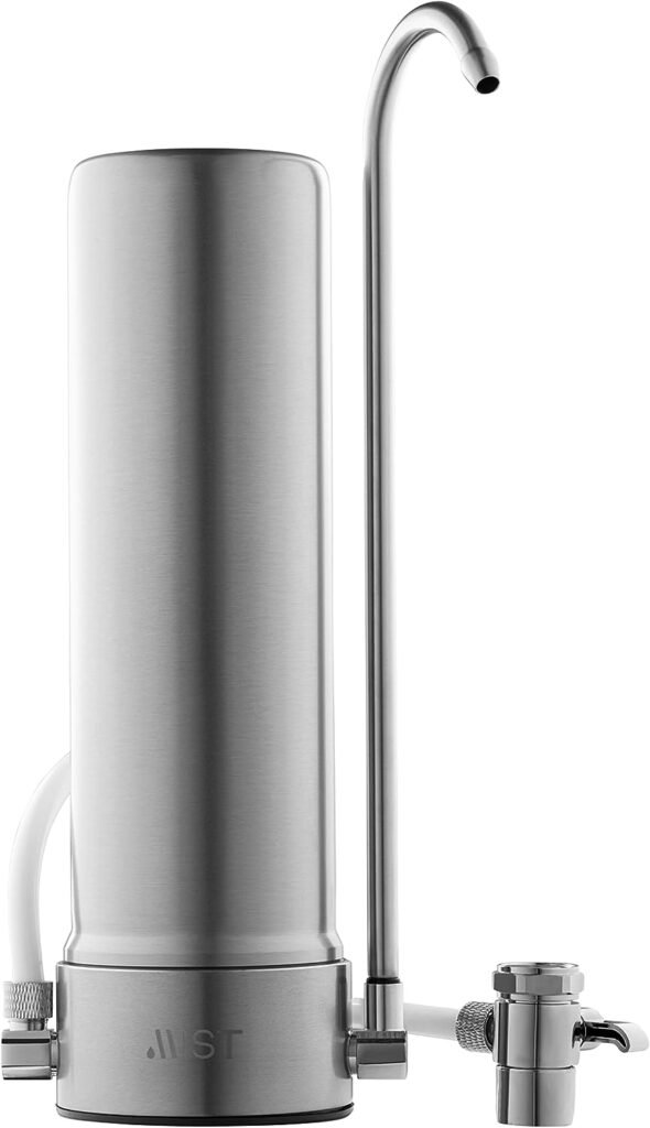 Mist Countertop Stainless Steel Water Filtration System, 5-Stage Filtration Technology, 8000 Gallon Capacity, Reduces Heavy Metals, Chlorine, Bad Taste  Odor