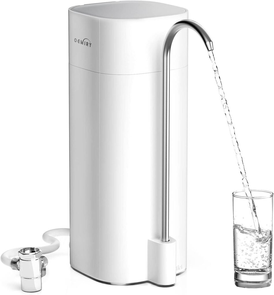 OEMIRY Countertop Water Filtration System, NSF/ANSI 42372 Certified, 8000 Gallons Alkaline Water Filter, Reduces 99.99% Lead, Chlorine, Heavy Metals, Bad Taste  Odor (1 Filter Included)