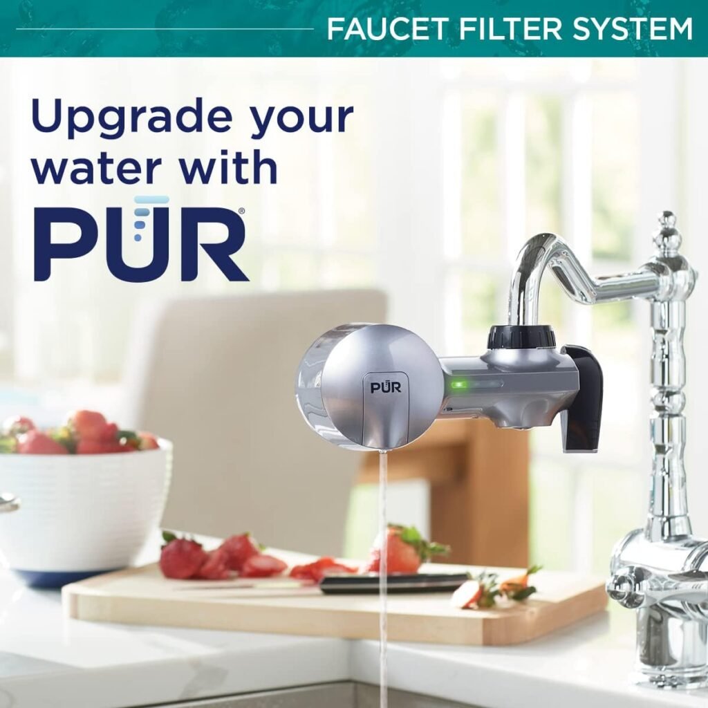 PUR PLUS Water Filtration System, Metallic Grey – Horizontal Faucet Mount for Crisp, Refreshing Water, PFM350V