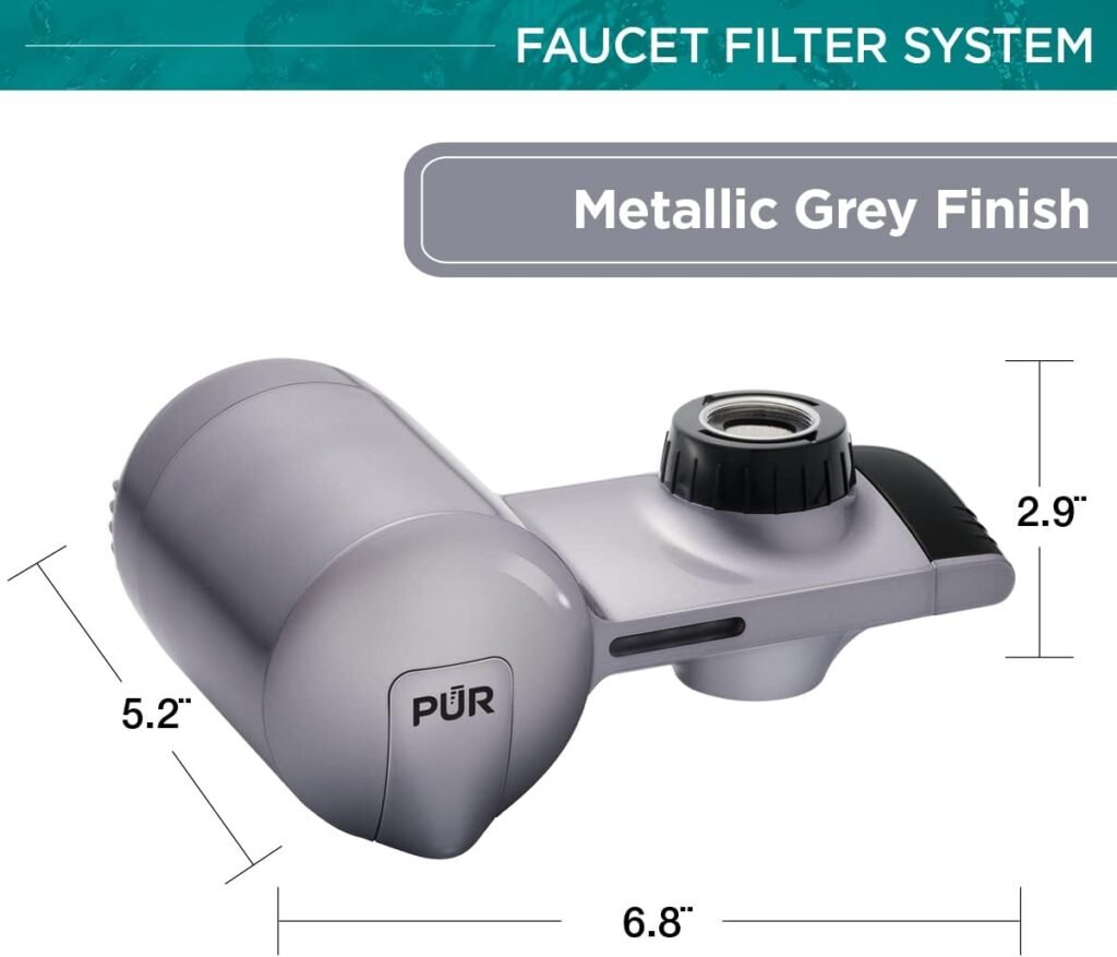 PUR PLUS Water Filtration System, Metallic Grey – Horizontal Faucet Mount for Crisp, Refreshing Water, PFM350V