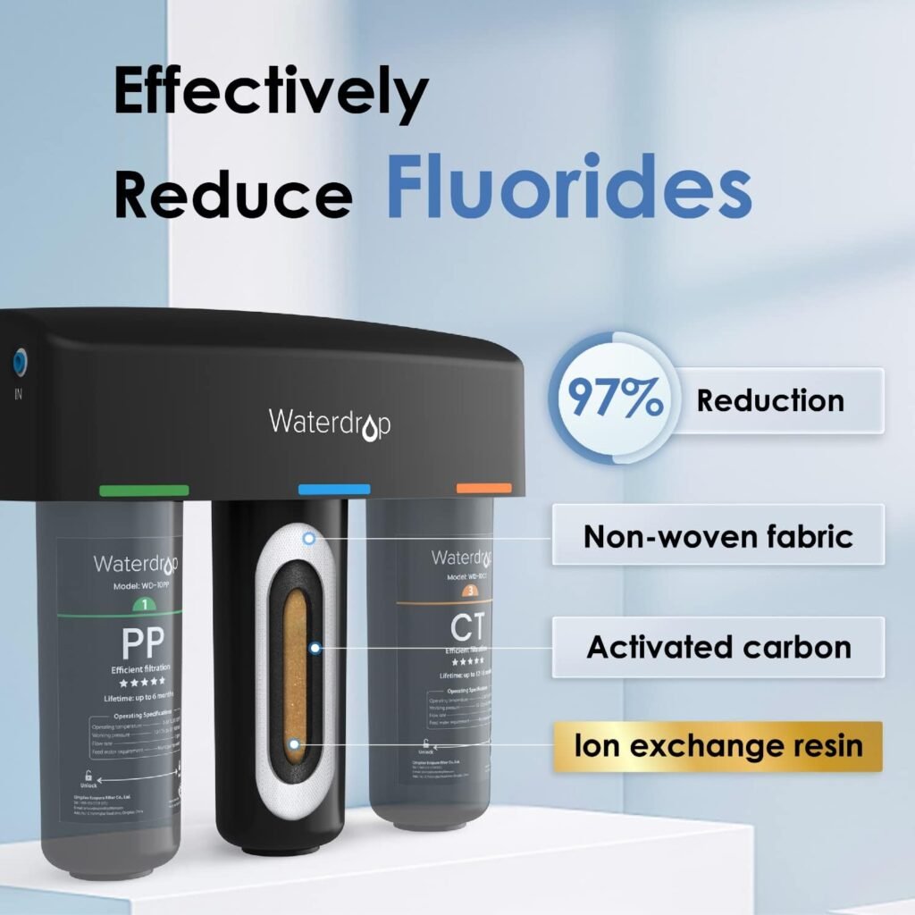 Waterdrop TSA 3-Stage Under Sink Water Filter, Water Filtration System Under Sink System, Direct Connect to Home Faucet, NSF/ANSI 42 Certified Element, USA Tech
