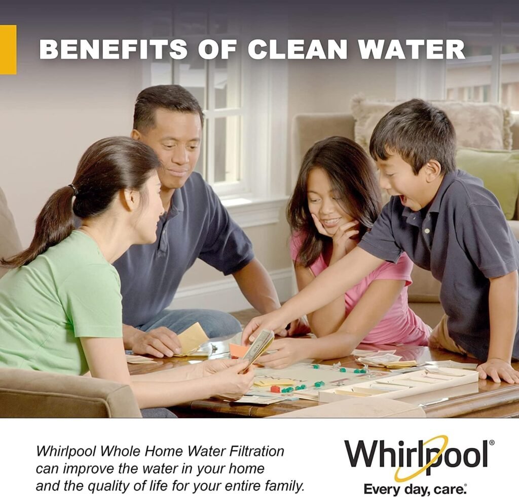 Whirlpool Large Capacity 10 x 4.5 Whole House Water Filter System WHKF-DWHBB, 1 Port, NSF Certified Reduces Sediment, Sand, Soil, Silt, Rust, Includes Installation Kit  Timer, Filter Not Included