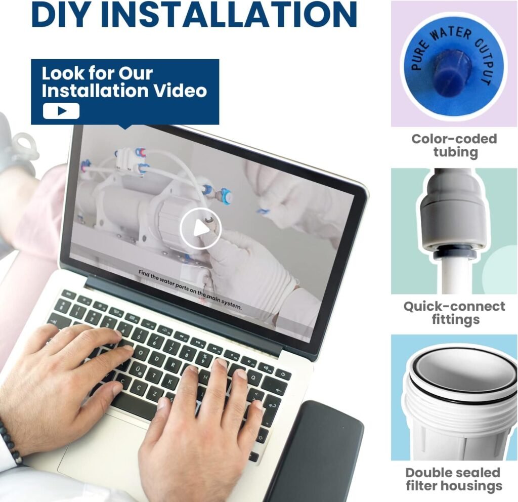 COMFEE’ 5-Stage Reverse Osmosis System, NSF Certified Water Filter System Under Sink, Easy DIY Installation, Ultra Safe Drinking Water Filtration System, Leak-Free RO System, Quiet Operation, 75 GPD