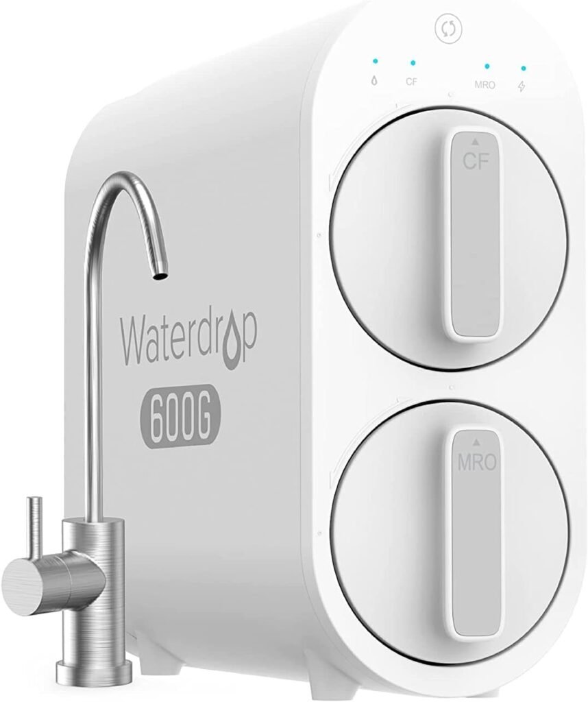 Waterdrop G2P600 Reverse Osmosis System, 600 GPD Reverse Osmosis Water Filter, 7 Stage Tankless RO Water Filter System, Under Sink RO System, 2:1 Pure to Drain, Reduce PFAS, FCC Listed, USA Tech